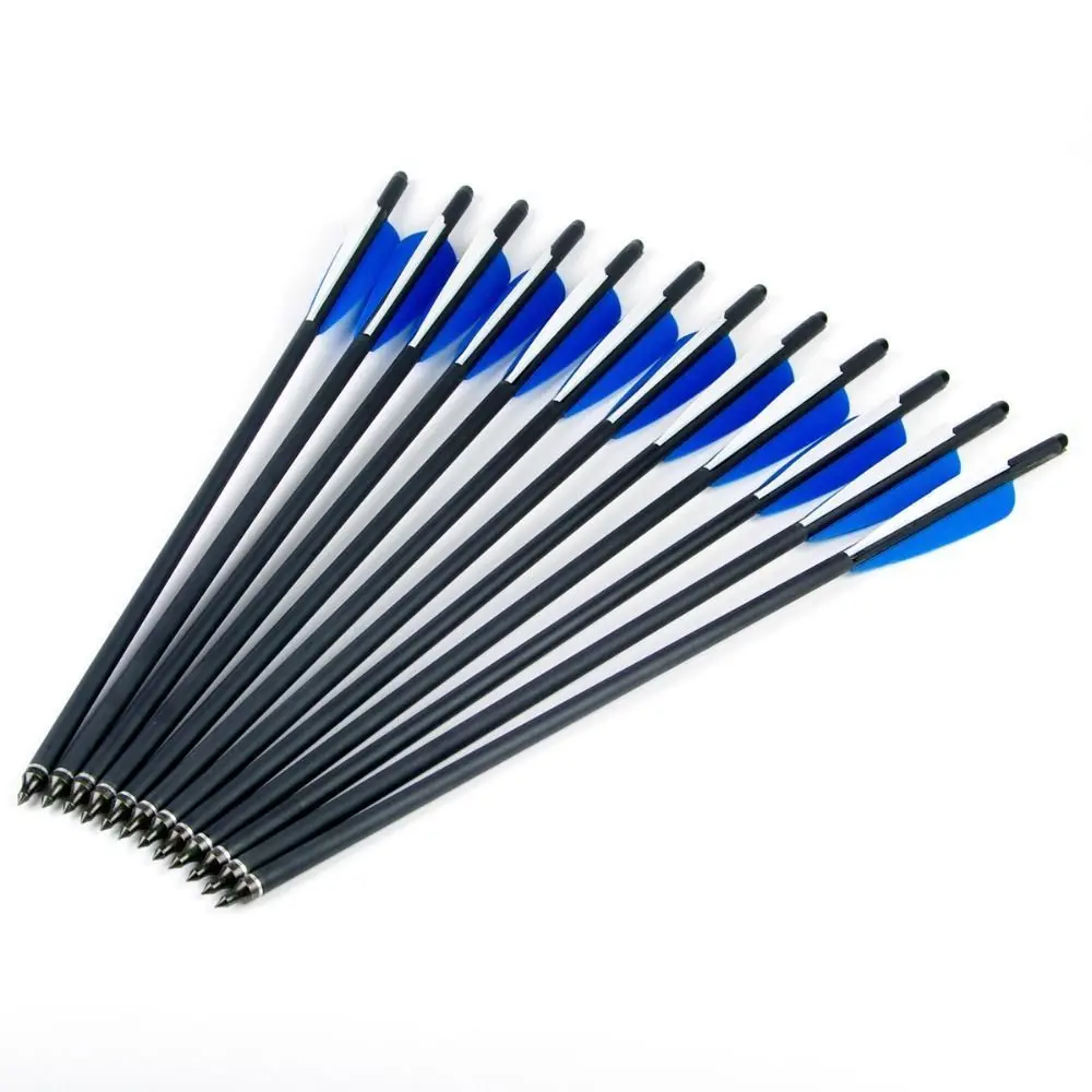 

12pcs Archery Carbon Arrow 4inch Plastic Vanes Point Tips 100gr Crossbow Nocks for Crossbow Hunting Archery Accessories