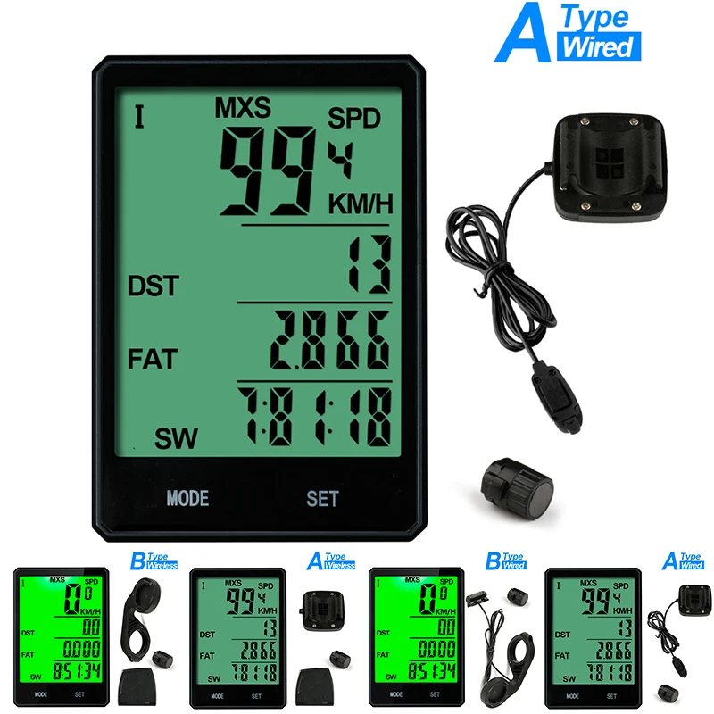 2.8'' Wired/Wireless Cycle Bicycle Computer Bike Speedometer Odometer Waterproof