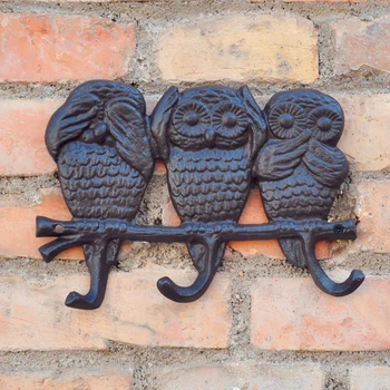 

Rustic three owls Wall Rack Hook Holder with 3 Hooks,Cast Iron Wall Hook,Perfect for gardens, homes, garages and tool sheds
