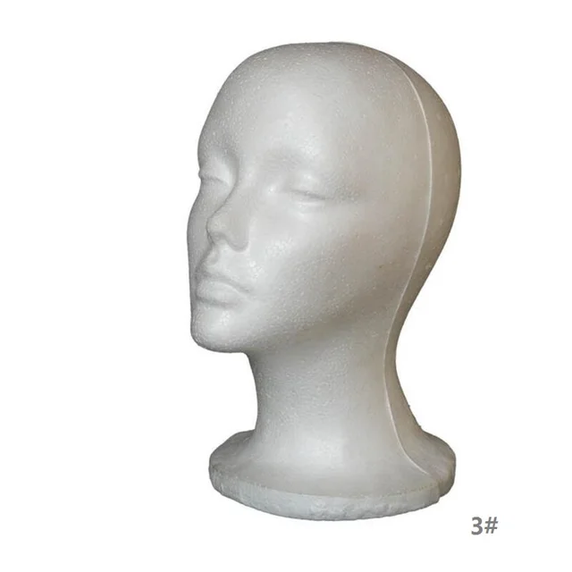 white Foam wig display prop Mannequin Wig Head Display Hat Cap Wig Holder Styrofoam Foam Head wig stand 2