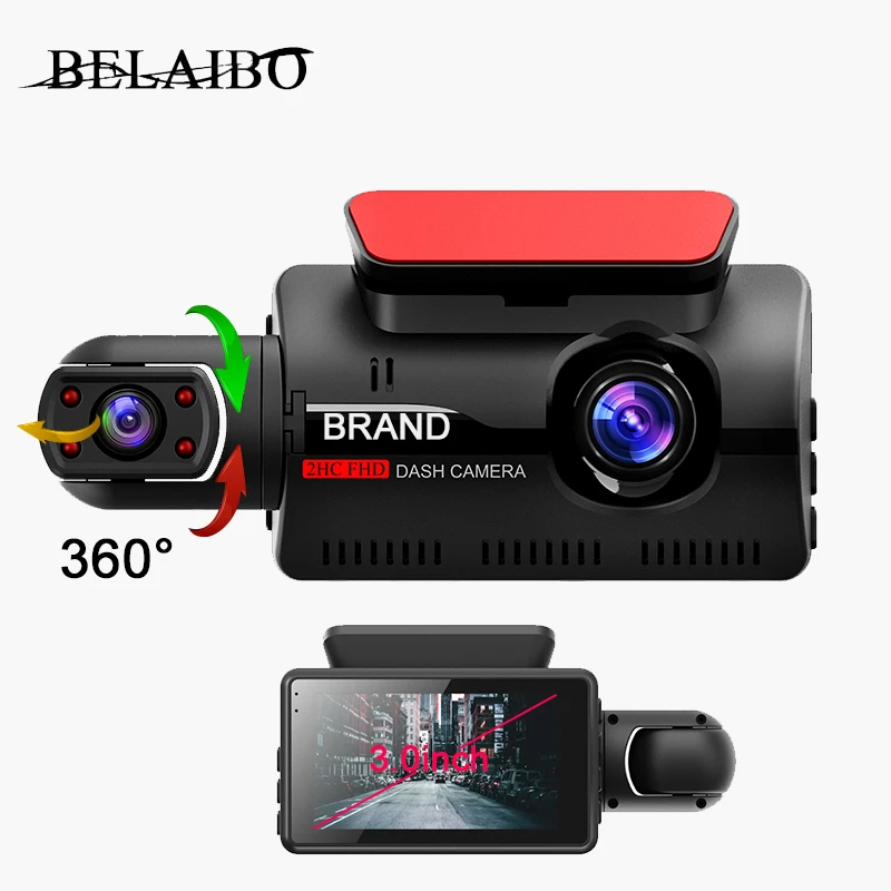 Cámara grabadora de vídeo para salpicadero de coche, videocámara HD 1080p con 2 lentes, caja negra, IPS de 3,0 pulgadas, visión nocturna, sensor G, en bucle, Dvr|Cámara DVR para coche| - AliExpress