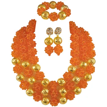 

Majalia Orange African Jewelry Set Nigerian Beads Wedding Jewelry Sets 3qq-27
