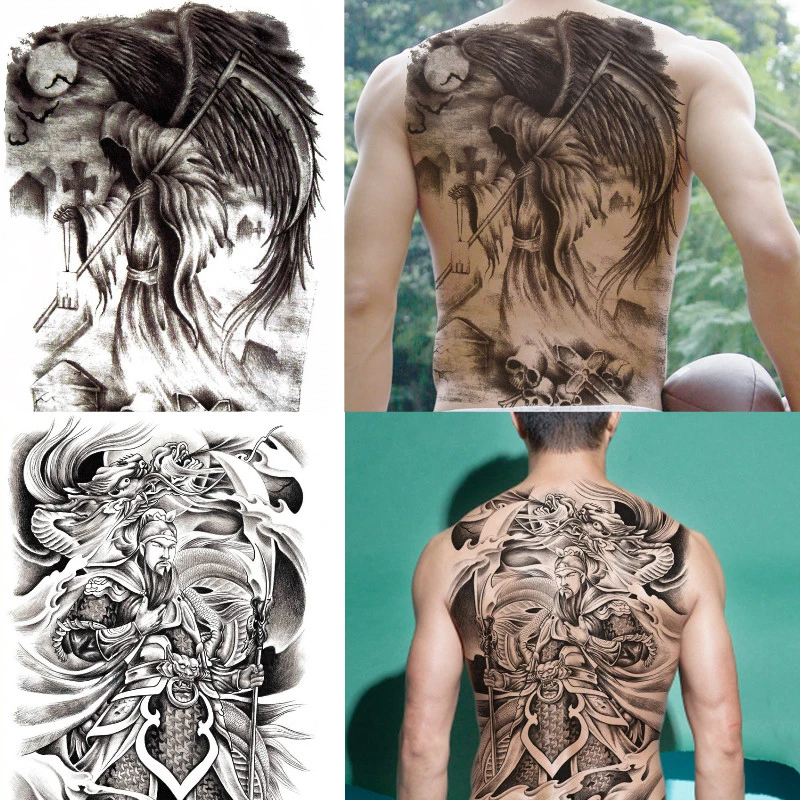 Hot Designs 48 35 Cm Large Black Carp Tattoos Men Women Waterproof Big Temporary Tattoo Stickers Full Back Body Fake Tattoo Temporary Tattoos Aliexpress