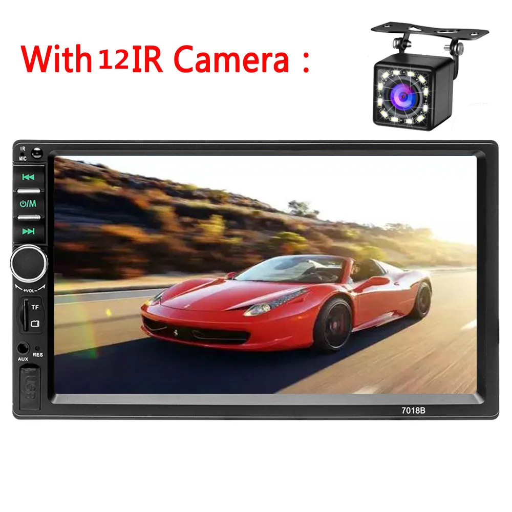 with12led camera Радио Автомобильный плеер Зеркало Ссылка Авторадио 2 Din общие модели автомобилей 7 ''дюймовый ЖК сенсорный экран Bluetooth Авто Стерео камера заднего вида - Цвет: with12led camera