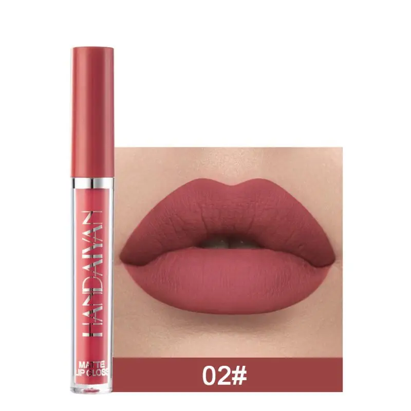 HANDAIYAN HOT Fashion Matte Liquid Lipstick Cosmetics Lip Glaze Moisturizing Waterproof Lip Gloss Sexy Lips Make Up Beauty TSLM1