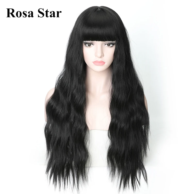 Женские волнистые синтетические парики Rosa Star свободные термостойкие черные с