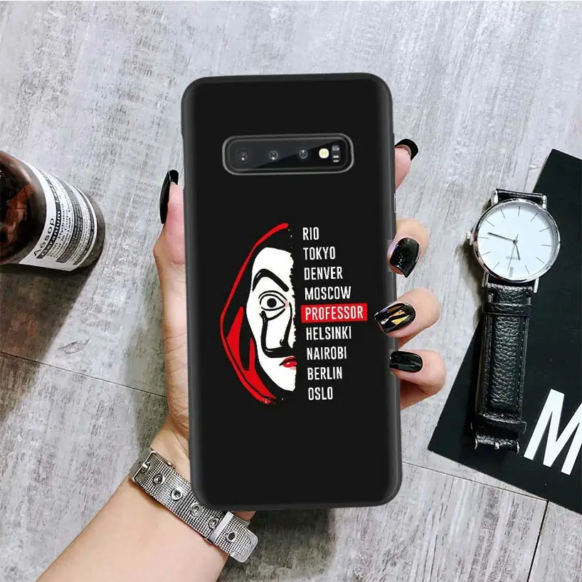 Черный чехол для samsung Galaxy S10+ Plus Lite Note 10 9 8 S9 S8 J4 J6+ Plus S7 S6 Edge Capa