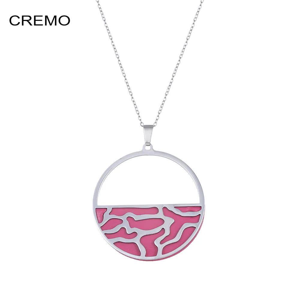 Cremo Двусторонний кожаный кулон ожерелья из нержавеющей стали Сменное ожерелье