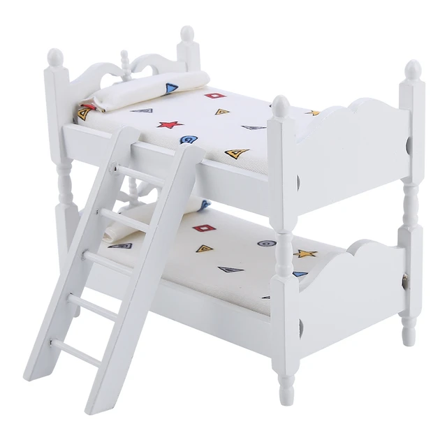 1 12 Scale Miniature Dollhouse Pocket Children Bedroom Bunk Bed Diy Model Dolls Houses Accessories Doll Bunk Bed Igrushki Furniture Toys Aliexpress