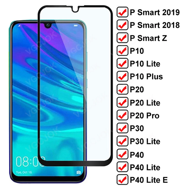 Закаленное стекло с защитой от трещин 9D для Huawei P smart Z Psmart 2019 Защитное экрана P10 Plus