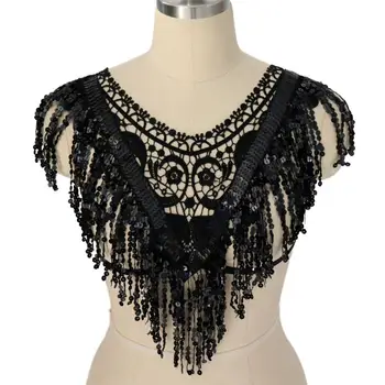 

Black Lace Collar Tassel Body Harness Tops Gothic Sexy Lingerie Waist Belt Chest Bondage Dance Accessories Adjust Strappy Bra