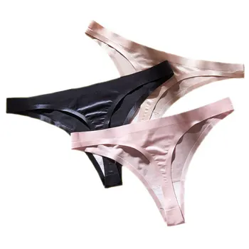 

sexy ladies underwear transparent ice silk low waist seamless ladies thong 5pcs/lot