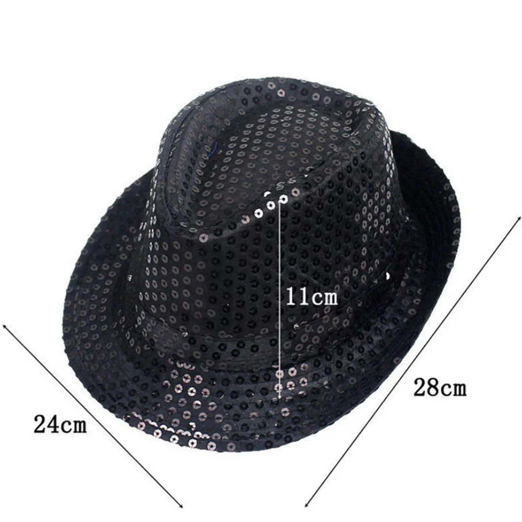 Новое прибытие мигающий свет вверх светодиодный Fedora Trilby Sequin необычное платье танцевальная вечеринка Шляпа Унисекс 10,7