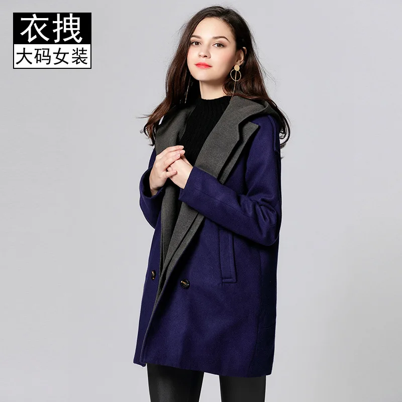 

Ozhouzhan Thick Warm Woolen Jacket Overcoat 2017 Winter New Style-Hooded Mid-length Woolen Jacket