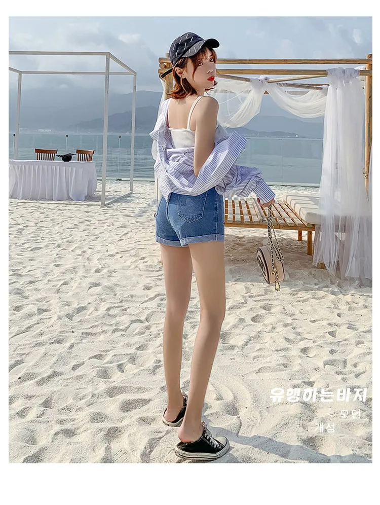 S15# джинсовые шорты для фотосессии, женские,, летние, новые, стильные, корейский стиль, с высокой талией, свободные, стройнящие, для студентов, прямые