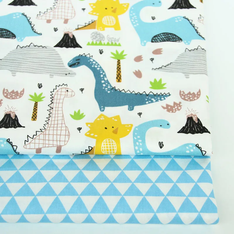 

DIY 2pcs/lots 50x40cm Cattoon Dinosaur Pattern Cotton Twill Table cloth Fabric Bundle Sewing Quilting Crafts for Handmade