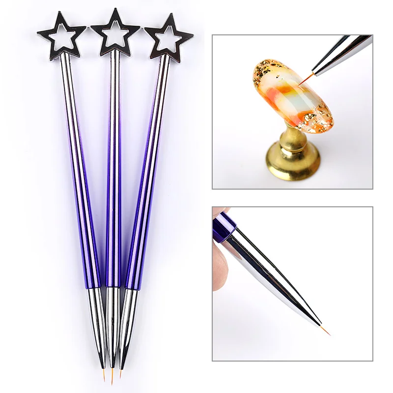 3 Pcs/Set Nail Liner Pen Mixed Size Drawing Painting Flower Brush Plastic Handle Art Brushes Kit Tools | Красота и здоровье