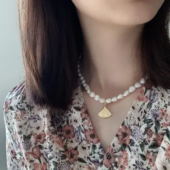 

925 Sterling Silver Necklace Simple Fashion Celi French Style Shell Pearl Chocker Opal Pendant Short Wild Female Silver Jewelry
