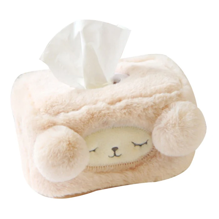 Plush Cartoon Sheep Tissue Box Cover Car Livingroom Bedroom Stuffed Tissue Box Holder MYDING