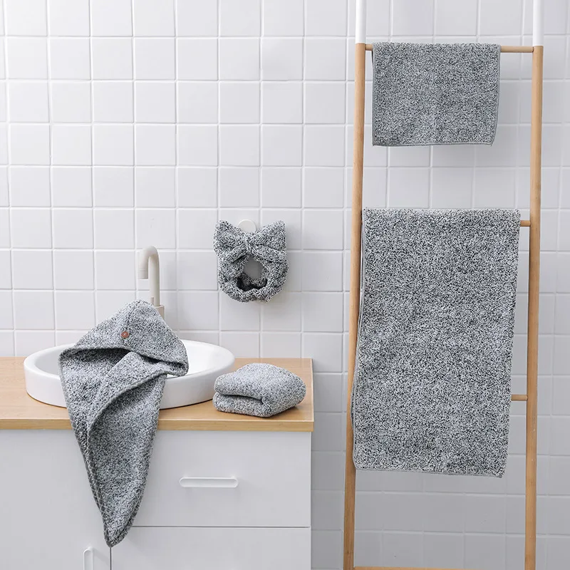 

Bamboo charcoal bath towel bath cap super absorbent soft head wipes dry hair cap female thickening quick-drying bath towel