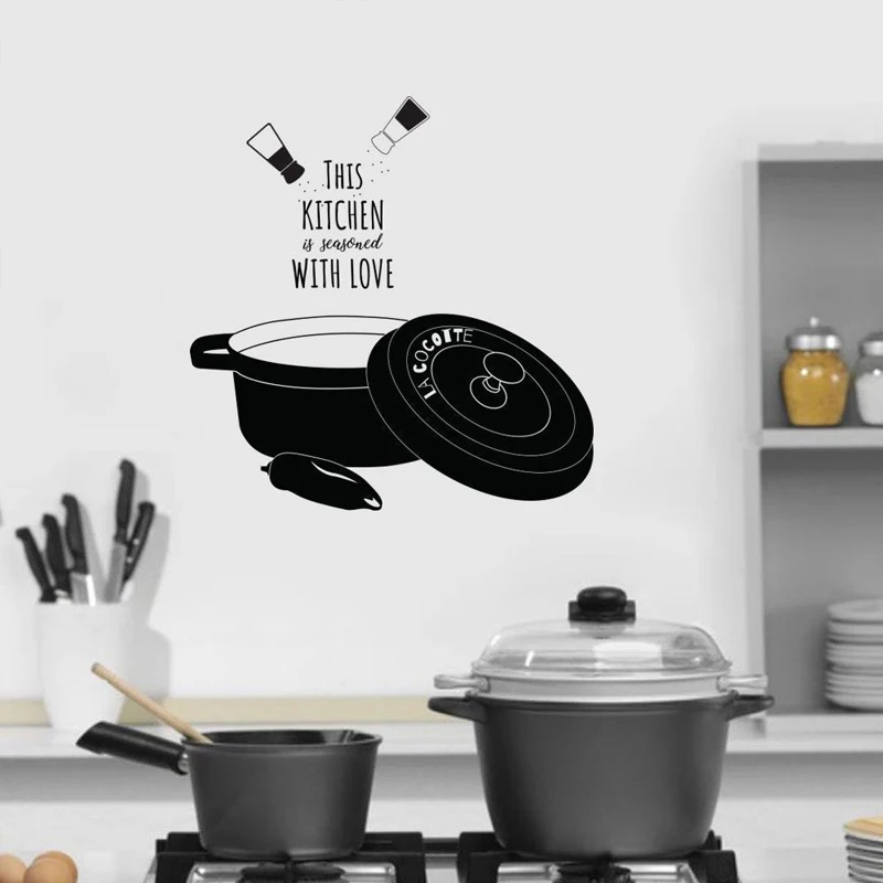 

This Kitchen Is Seasoned With Love Pattern Wall Stickers for Kitchen Home Decor Vinyl Wall Decals Wallpaper Art Sticker LW353