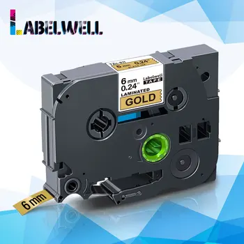 

Labelwell 6mm Tze-811 Laminated label tape Tze811 Tz-811 Black on Gold replace for Brother P-Touch label maker tze 811 tz811