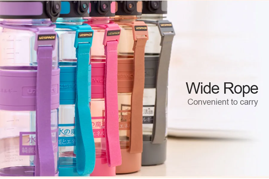 10-UZSPACE 450 ml Water Bottle Portable Leakproof Eco-friendly Sports Hiking Tea My Drink Bottle Large Capacity Kettle With filter
