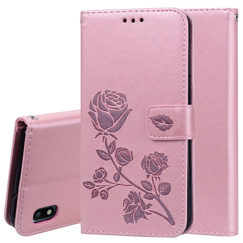 Flower Leather Case For Samsung Galaxy A10 A 10 Cover Wallet Flip Case For Samsung A10 A105F Phone Case 3D Rose Coque Funda Book water pouch for phone