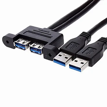 

combo two USB 3.0 male to USB 3.0 Female Extension Cable 50cm with screw Panel Mount holes