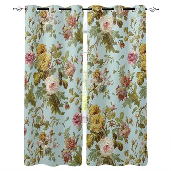 

Abstract Flowers Art Window Curtains Home Decor Bedroom Kitchen Items Curtain Panel Curtains for Living Room