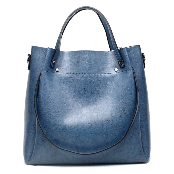 Женская Повседневная Большая вместительная женская сумка через плечо из искусственной кожи, женская сумка-ведро, сумка-мессенджер, мягкая сумка для покупок через плечо - Цвет: Небесно-голубой