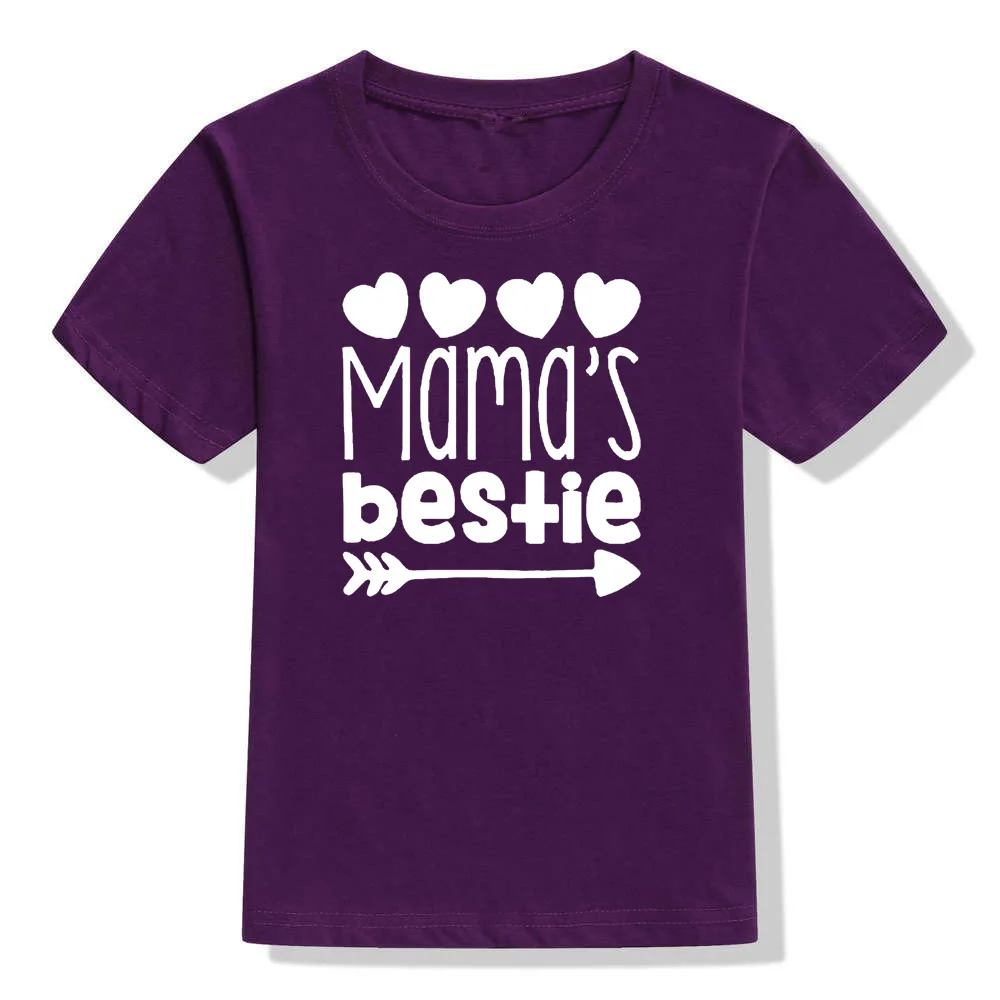 Mama's Bestie/Летняя Детская футболка с принтом забавная футболка для маленьких мальчиков и девочек модные детские футболки с короткими рукавами - Цвет: 41T9-KSTPP-