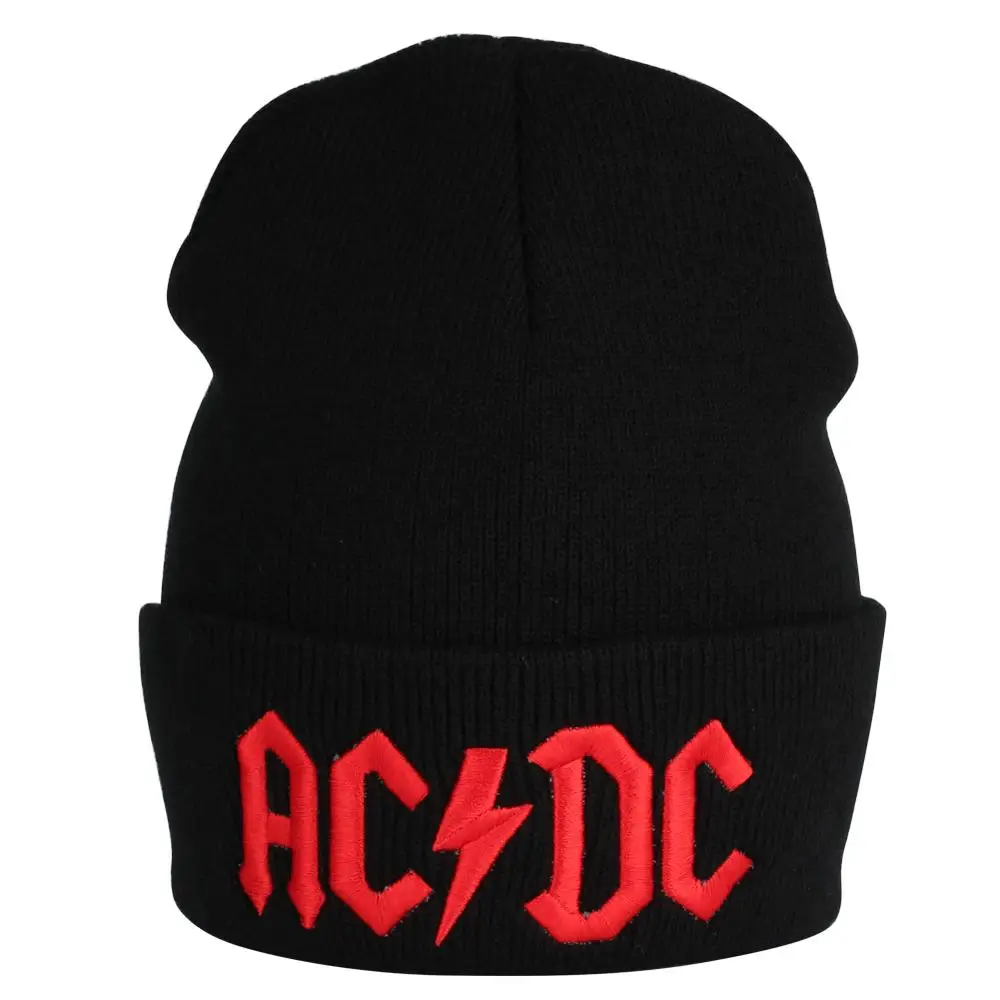 color2 ACDC зимняя шапка с манжетами и буквенным принтом, вязаные женские шапки-бини с вышивкой, Мужская однотонная теплая облегающая шапка, детская повседневная шапка - Цвет: color2