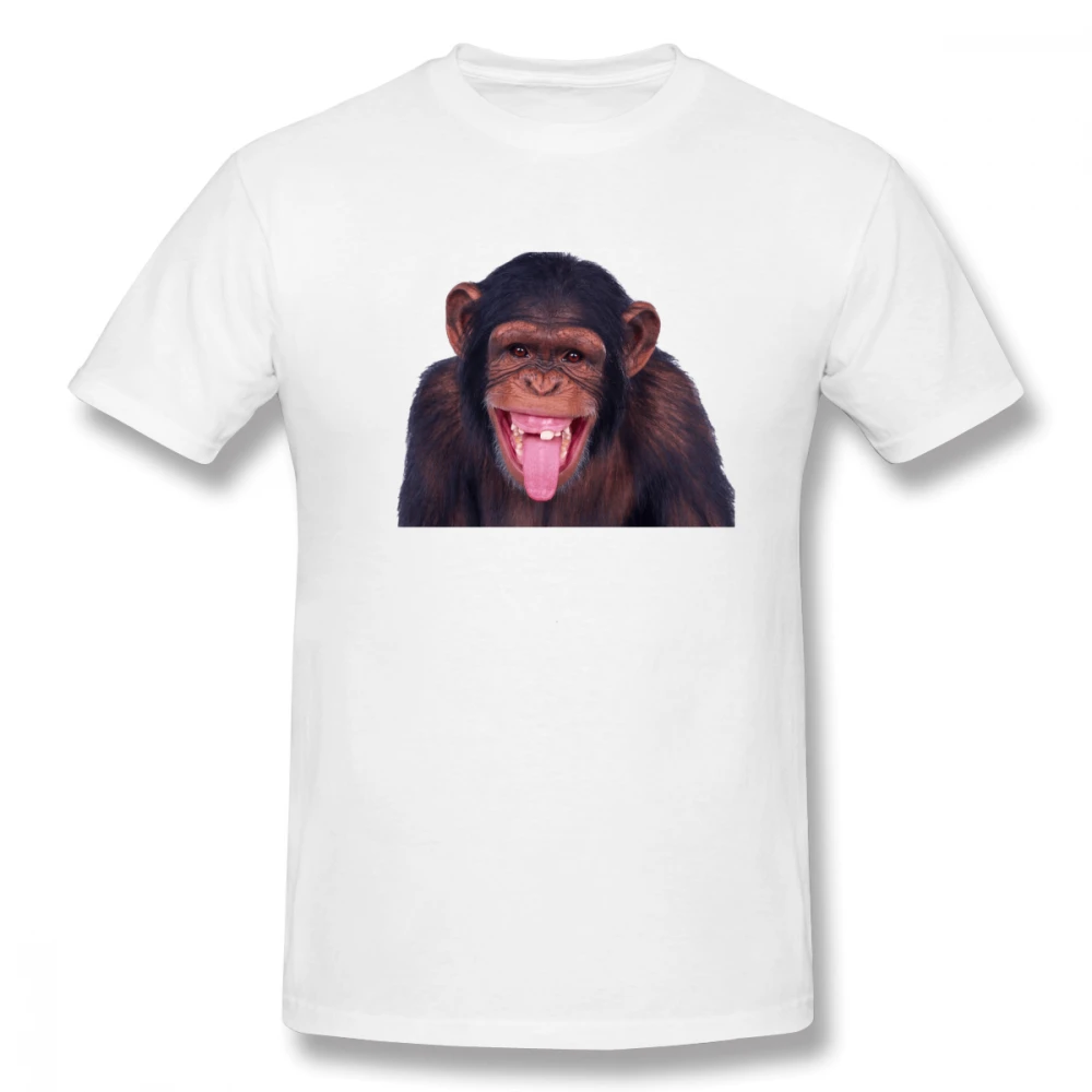 

Chimpanzee Sticking Out Tongue Casual O-Neck Men's Basic Short Sleeve T-Shirt 100% Cotton Tee Shirt Printed