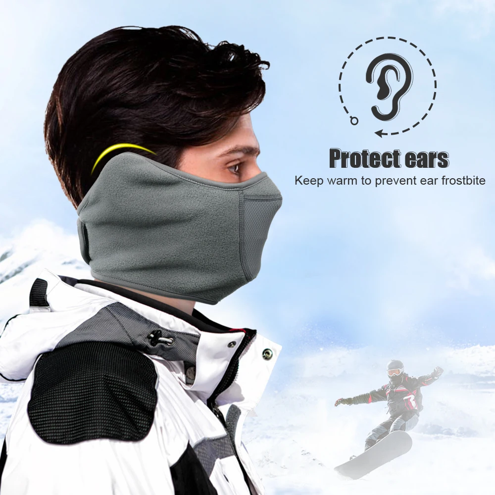 Winter Polar Fleece Motorcycle Balaclava Half Face Mask Cover Thermal Windproof Motorbike Cycling Skiing Riding Scarf Men Women