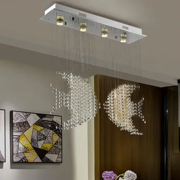 

Modern Luxury Crystal Chandelier Double Fish Shape Design Lamp Indoor Hanging Lighting Equipment for living room dining room
