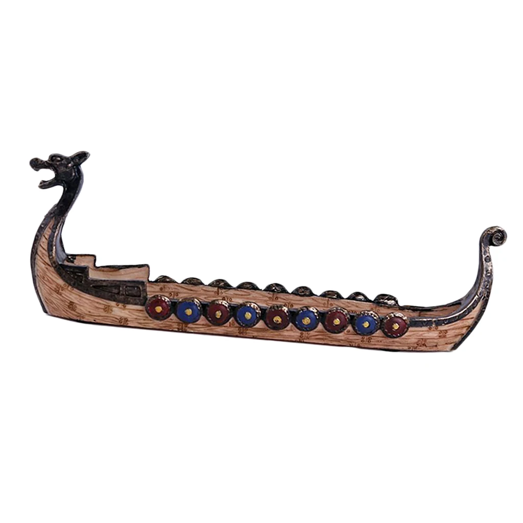 Resin Dragon On Viking Boat Ornament For Festival  Aquarium Ornament