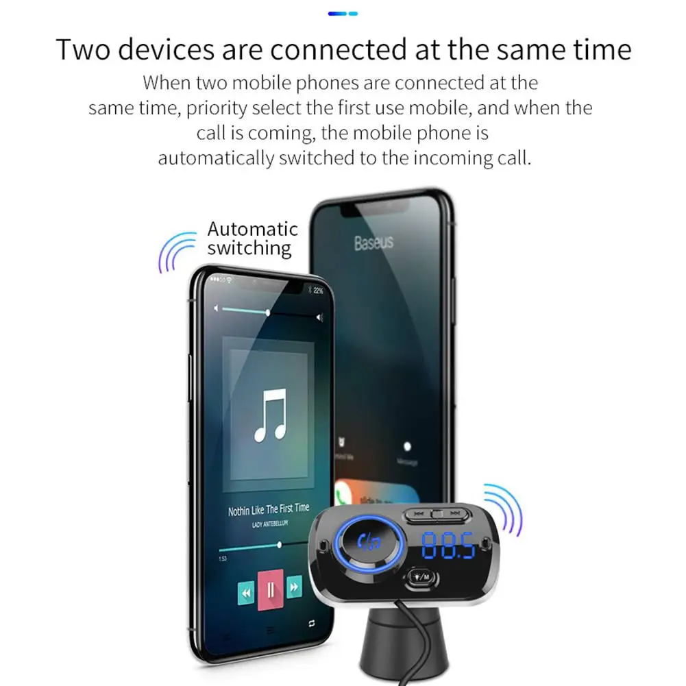 Bluetooth 5,0 автомобильный fm-передатчик аудио адаптер и приемник громкой связи беспроводной Bluetooth передатчик MP3 автомобильное зарядное устройство