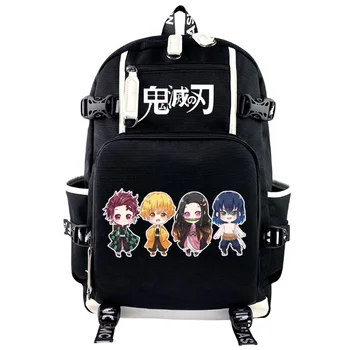 

Demon Slayer Kimetsu no Yaiba Black Men Women Backpack Waterproof Canvas School Bag Laptop Bag Large Capacity Student BookBag