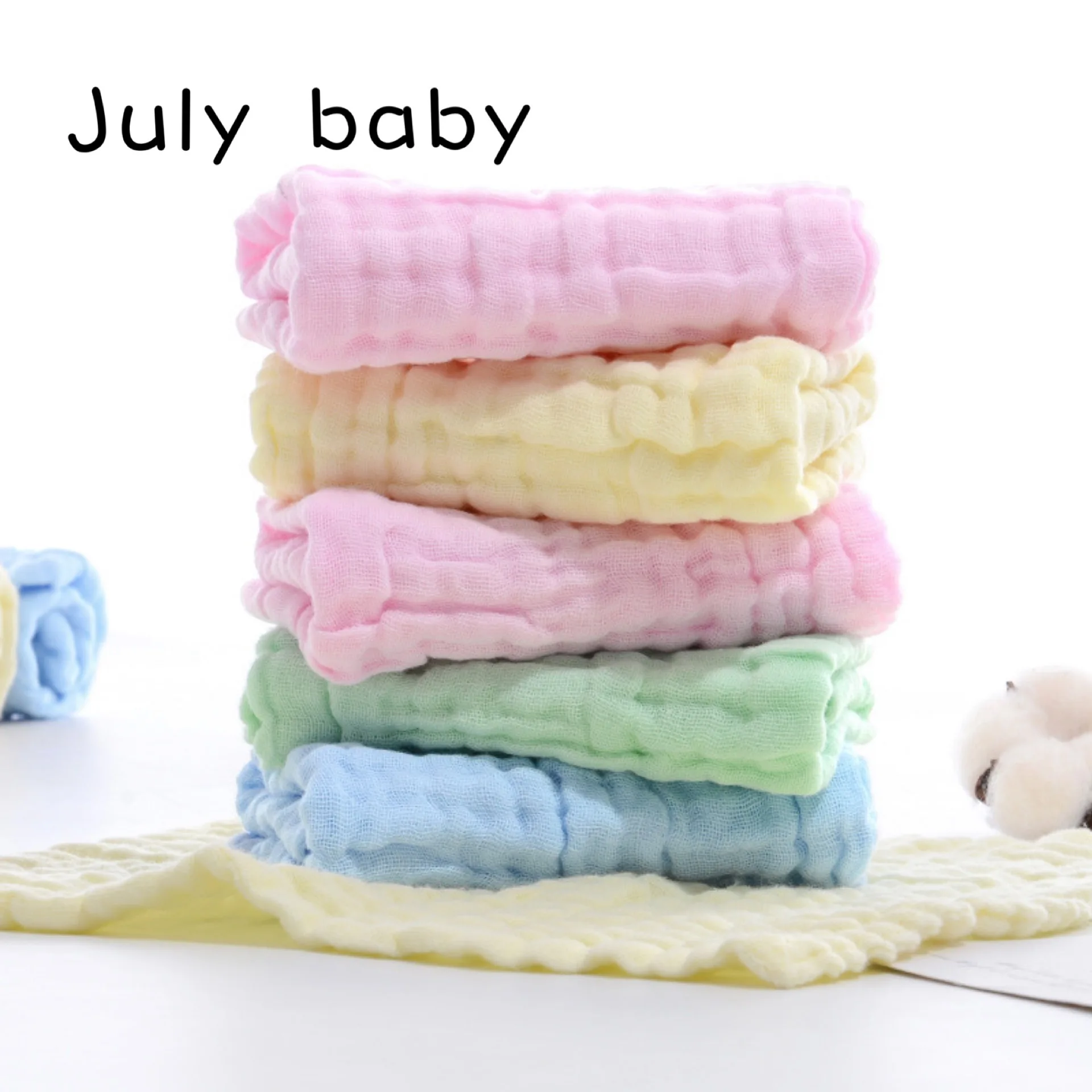 

July baby 30 * 30CM pure cotton six-layer gauze absorbent towel newborn face wash handkerchief small square three piece set