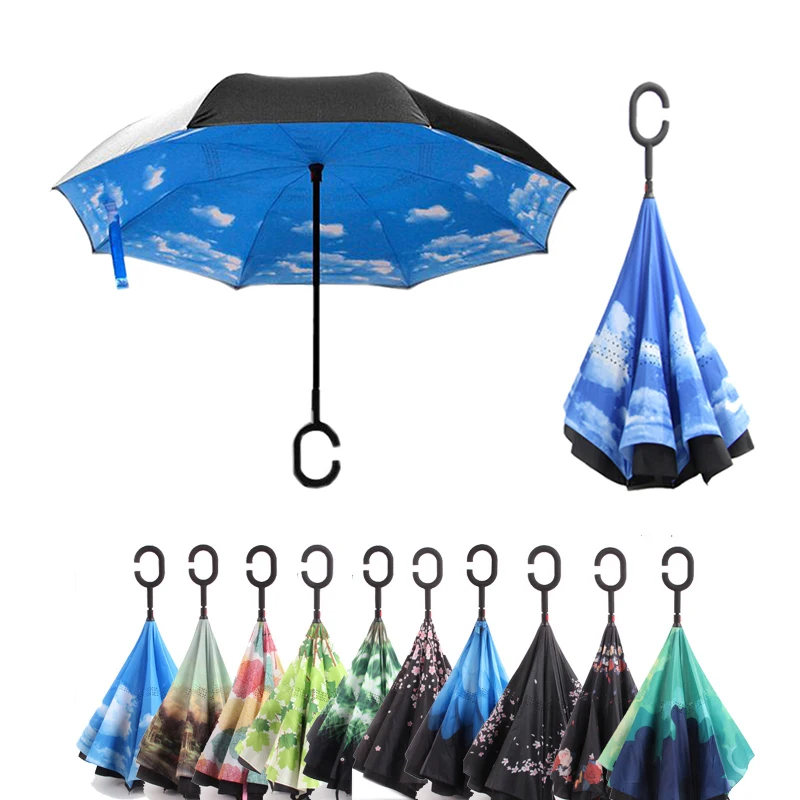 Reverse Umbrella Man Umbrellas Inverted Anti UV Umbrella C Handle Windproof Women Sun and Rain invertido Paraguas Parapluie