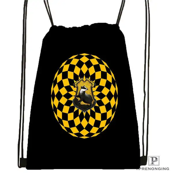 Drawstring Backpack Custom hufflepuff-@ 02-походная сумка на шнурке милый рюкзак для детей(черная спинка) 31x40 см#180611-03-127 - Цвет: Drawstring Backpack