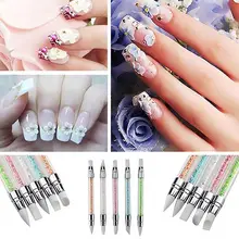 Горячее искусство ногтей кисть точечные Инструменты Двойные концы дизайн ногтей скульптура ручка Силиконовая резьба ремесло инструмент
