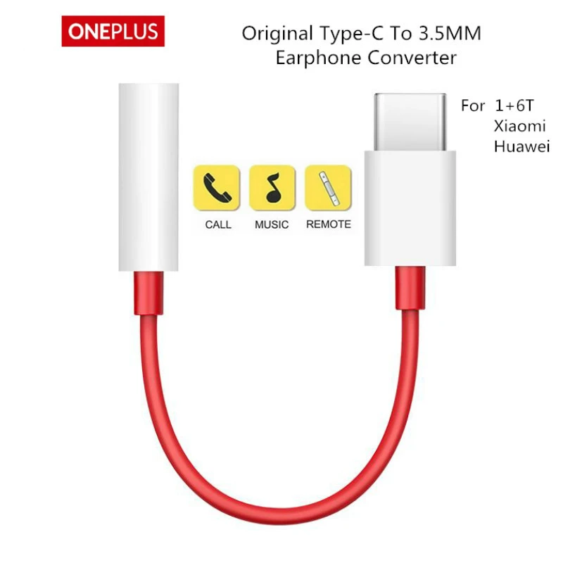 

original oneplus 6T 7 Pro usb Type C To 3.5mm Earphone Jack Adapter Aux Audio For one plus 7 1+ 6t usb-c music converter cable