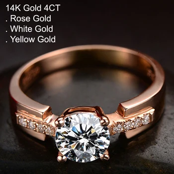 

14K Rose Gold 4 Carat Moissanite Diamond Ring Women Classic Romantic Wedding Party Engagement Anniversary Ring 4 Ct D Color