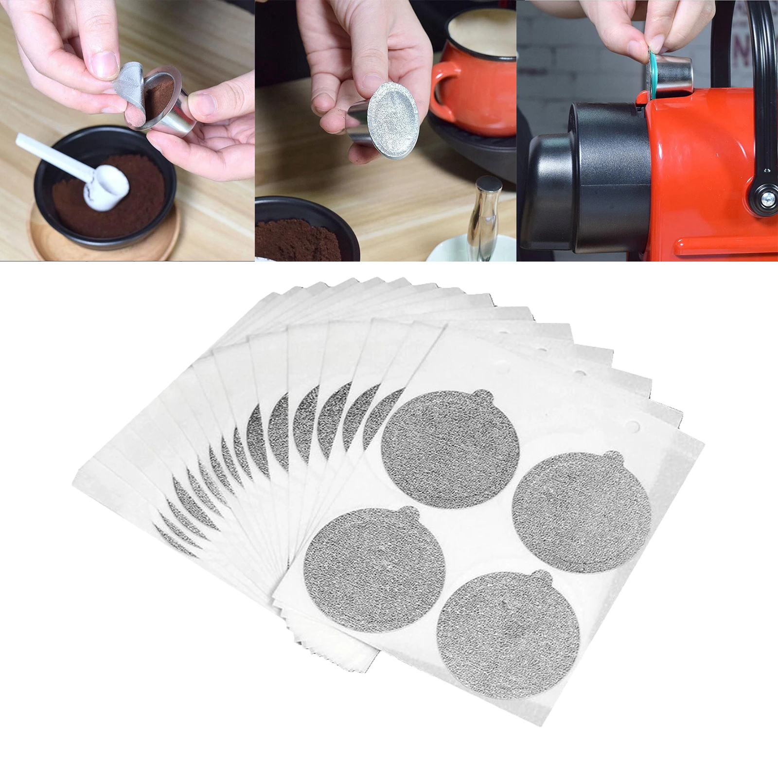 60pcs 37mm Aluminum Foil Lids Self Adhesive Reusable Coffee  Lids Stickers for Nespresso Capsules