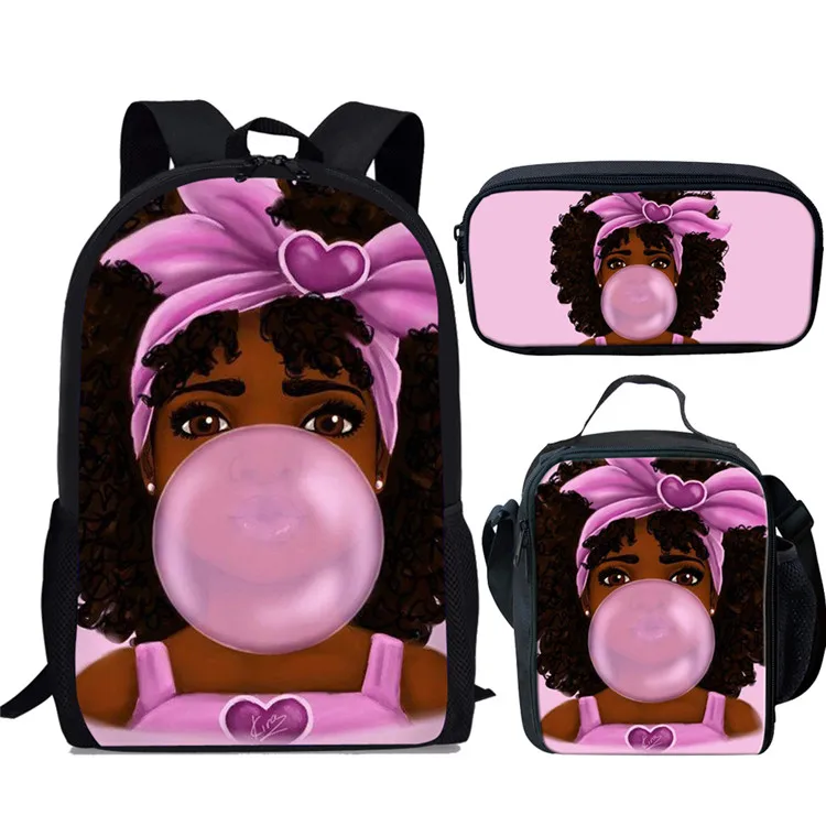 Черные школьные сумки в африканском стиле, комплекты для девочек-подростков, стильная детская сумка для книг, Африканка, 3 предмета - Цвет: Z4941CGK
