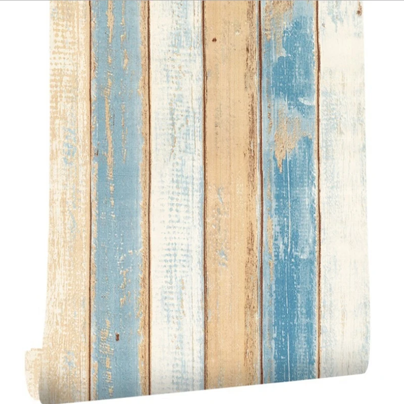 

2 Pcs 6M Vinyl 3D Mediterranean Wood Grain Paper Self Adhesive Wallpaper Furniture Wall Stickers