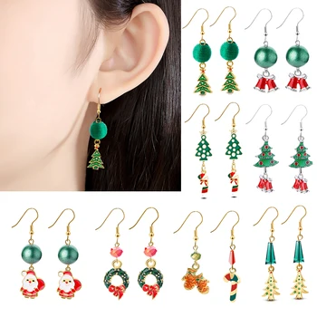 

Christmas Ornaments Earrings Xmas Tree Santa Jingle Bells Ear Accessories Christmas Decorations New Year 2020 Gifts Navidad Noel