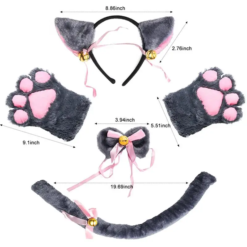 Sexy Cat Cosplay Costume Set Exotic Accessories Kitten Tail Ears Collar Paws Gloves Kit Hairwear Hairband Neko Fantasy |